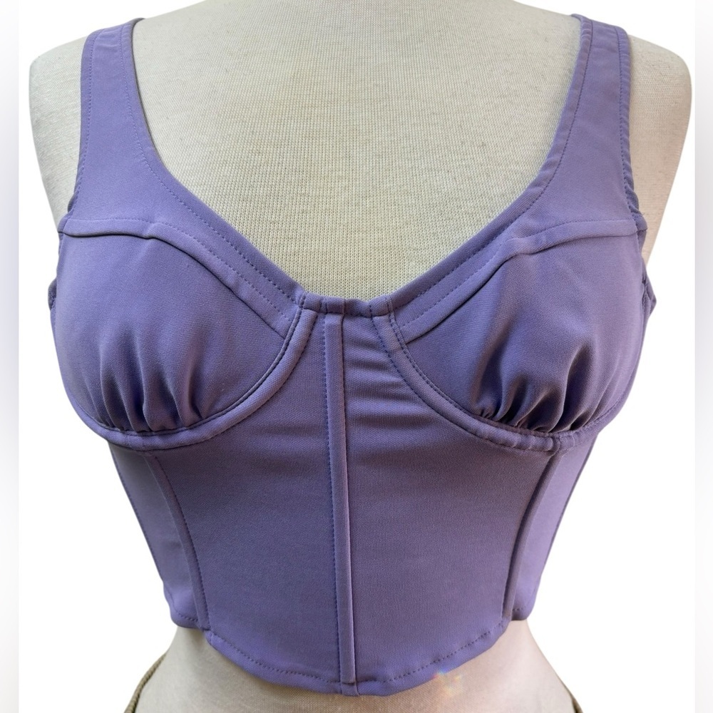Stella Laguna Beach Women's Purple Corset Zip Back Top | Size M